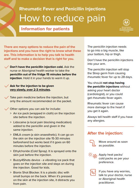Rheumatic fever and penicillin injections:  for patients